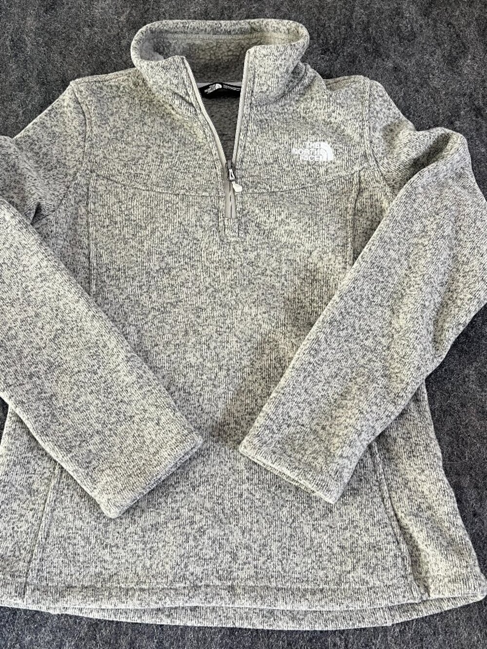 North Face quarter zip light heathered green womens small